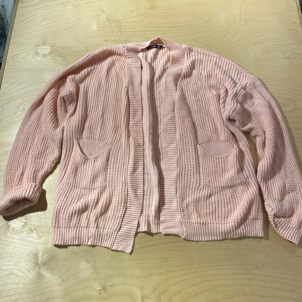 Boohoo Blush Knit Cardigan Sweater 16 (GO)